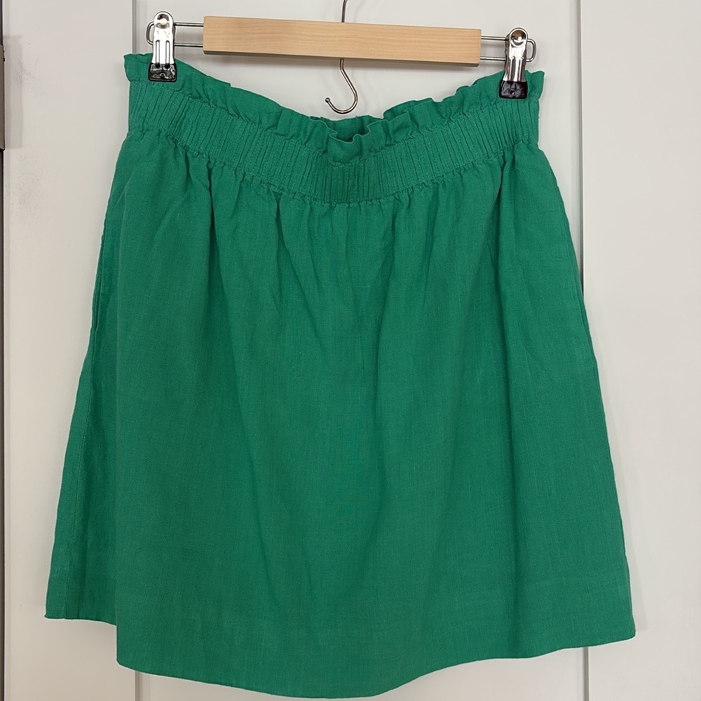 J.Crew Pull-On Linen Mini Skirt- Jade Green- Size 8